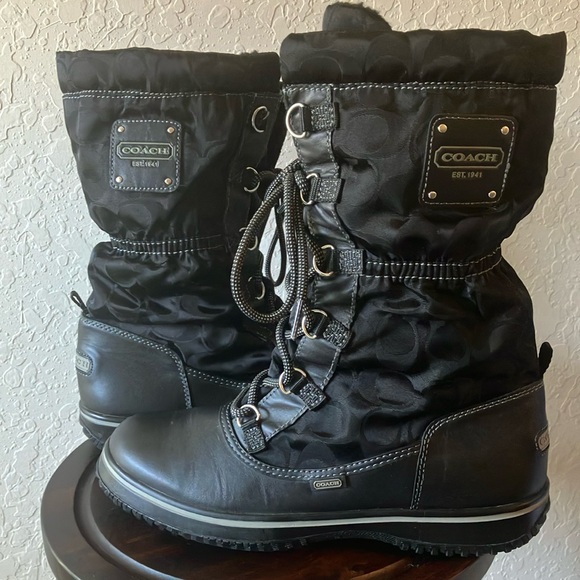 Coach Shoes - Coach: Black Shaine (Q1302) Signature Boots- 8B
